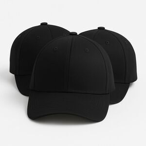 3 Pack Black Structured Baseball Caps – Blank Adjustable Hats – Ideal for Embroi